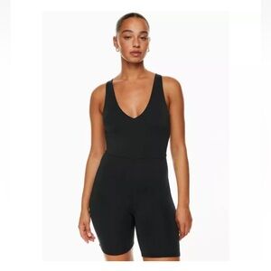 Aritzia Babaton Contour V-Neck Romper Bustier Sleeveless Stretch Black
